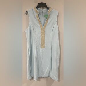 Like new, Light Blue Dress with beautiful gold details!